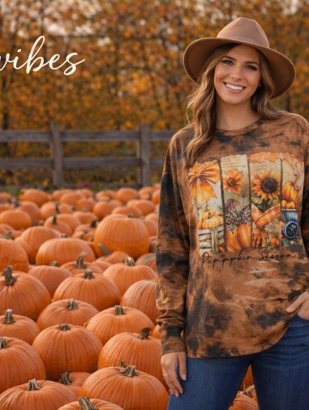 “Upcycled Pumpkin Season Tie‑Dye Long Sleeve Shirt One‑of‑a‑Kind. #0066